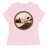 Bubblegum Pink River Forest Brown Ladies Tee - linhVisuals