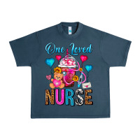 Midnight Navy One Loved Nurse Valentines Day Frappe Coffee Urban Heavy Tee - FaDigitalArtStudio