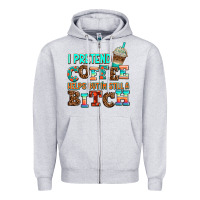 Heather Grey ı pretend coffee helps but ı am still a bitch Zipper Hoodie - AdoDesignShop