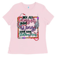 Bubblegum Pink cowgirl not all angels have wings Ladies Tee - CowGirlArtShop