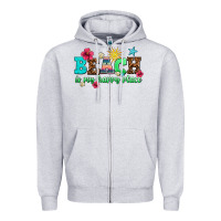 Heather Grey beach is my happy place Zipper Hoodie - AdoDesignShop
