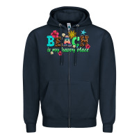 Navy beach is my happy place Zipper Hoodie - AdoDesignShop