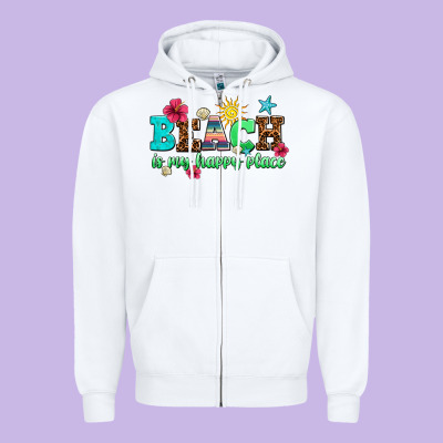 Beach Is My Happy Place Zipper Hoodie Designed By Adodesignshop