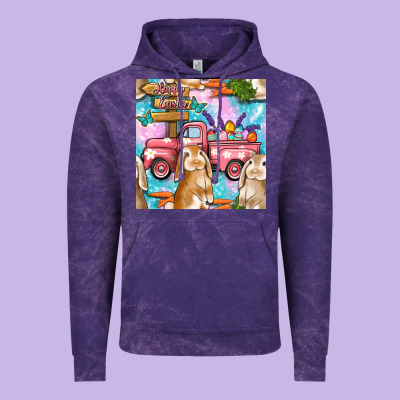 Easter Bunny With Truck Seamless Pattern Vintage Hoodie Designed By Bundleandbundleshop