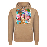 Vintage Coffee Easter Bunny With Truck Seamless Pattern Vintage Hoodie - BundleAndBundleShop
