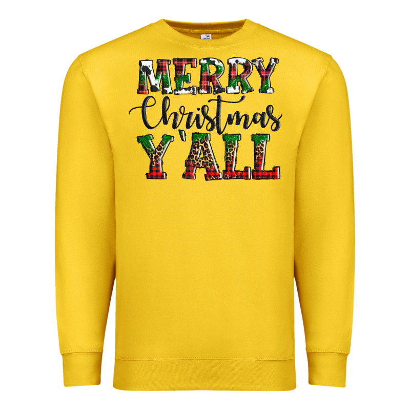 Merry Christmas Y'all Premium Sweatshirt by AdoDesignShop | Teevron
