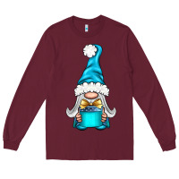 Burgundy winter gnome with gift Long Sleeve Tee - BundleAndBundleShop