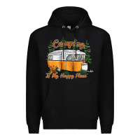 Black camping is my happy place Premium Hoodie - SublimationCraftShop
