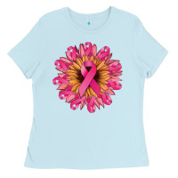 Baby Blue Cancer ribbon sunflower Cancer Awareness Ladies Tee - HowdyJamesFarm