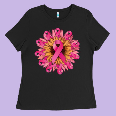 Cancer Ribbon Sunflower Cancer Awareness Ladies Tee Designed By Howdyjamesfarm