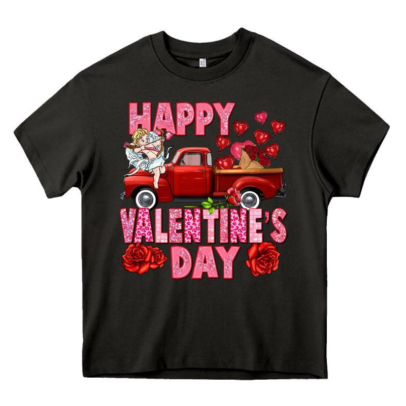 Happy Valentine's Day Red Truck Heavy Core Tee by HowdyJamesFarm | Teevron