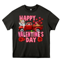 Asphalt Happy Valentine's day red truck Heavy Core Tee - HowdyJamesFarm