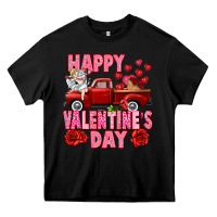 Black Happy Valentine's day red truck Heavy Core Tee - HowdyJamesFarm