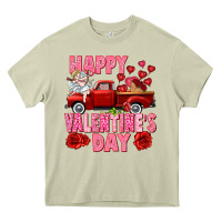 Mossy Happy Valentine's day red truck Heavy Core Tee - HowdyJamesFarm