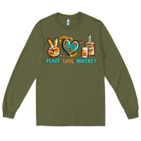 Army Green Peace Love Whiskey Long Sleeve Tee - BundleAndBundleShop