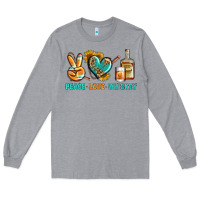 Heather Grey Peace Love Whiskey Long Sleeve Tee - BundleAndBundleShop