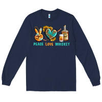 Navy Peace Love Whiskey Long Sleeve Tee - BundleAndBundleShop