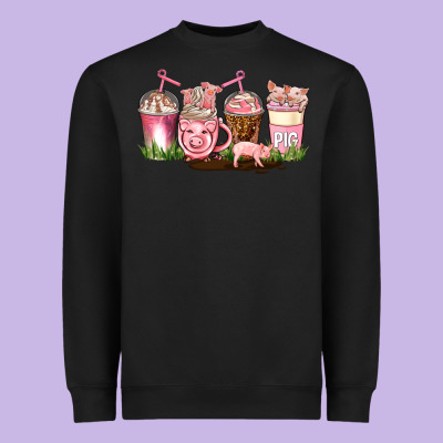 Pig Coffee Cups Heavyweight Sweatshirt Designed By Adodesignshop