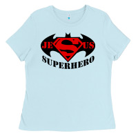 Baby Blue jesus is my superhero new Ladies Tee - linhVisuals
