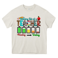 Cream battery life of a teacher monday friday Heavy Core Tee - RanaPortraitStore