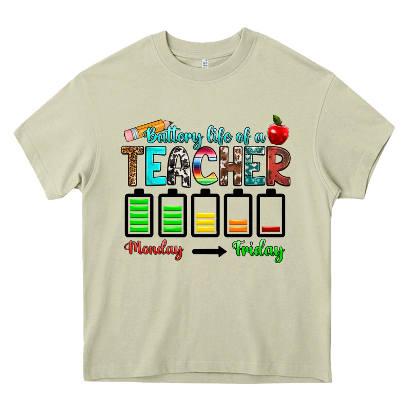 Battery Life Of A Teacher Monday Friday Heavy Core Tee by RanaPortraitStore | Teevron