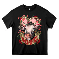 Black Cow Valentine's Day love Heavy Core Tee - HowdyJamesFarm