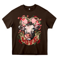 Chocolate Brown Cow Valentine's Day love Heavy Core Tee - HowdyJamesFarm