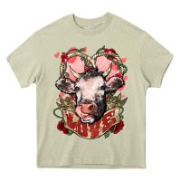 Mossy Cow Valentine's Day love Heavy Core Tee - HowdyJamesFarm