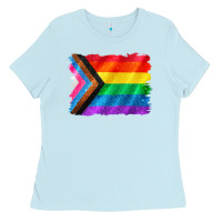 Baby Blue Pride flag background Ladies Tee - CowGirlArtShop