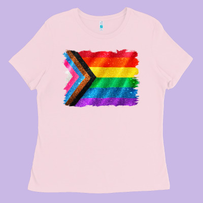 Pride Flag Background Ladies Tee Designed By Cowgirlartshop