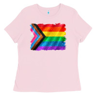 Bubblegum Pink Pride flag background Ladies Tee - CowGirlArtShop