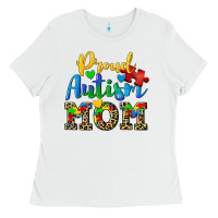 White proud autism mom Ladies Tee - CowGirlArtShop