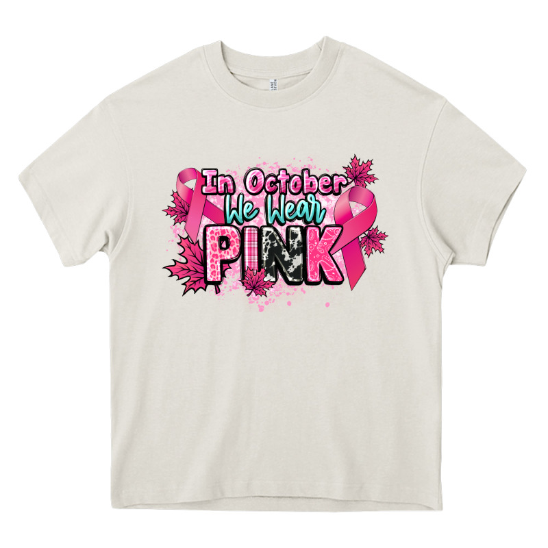 In October We Wear Pink Cancer Awareness Heavy Core Tee by HowdyJamesFarm | Teevron