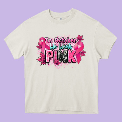In October We Wear Pink Cancer Awareness Heavy Core Tee Designed By Howdyjamesfarm