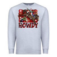Heather Grey rodeo christmas howdy Premium Sweatshirt - AdoDesignShop