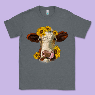 Hereford Cattle Sunflowers Heifer Classic Tee Designed By Jasminsmagicworld