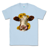 Dusty Blue hereford cattle sunflowers heifer Classic Tee - Jasminsmagicworld