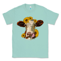 Seafoam hereford cattle sunflowers heifer Classic Tee - Jasminsmagicworld