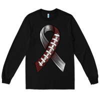 Black Gray Ribbon American Football Long Sleeve Tee - BundleAndBundleShop
