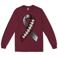 Burgundy Gray Ribbon American Football Long Sleeve Tee - BundleAndBundleShop