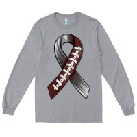 Heather Grey Gray Ribbon American Football Long Sleeve Tee - BundleAndBundleShop