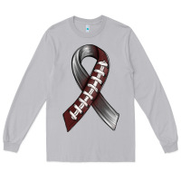 Moon Dust Gray Ribbon American Football Long Sleeve Tee - BundleAndBundleShop