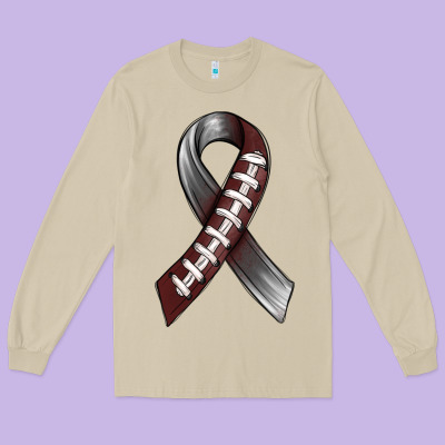 Gray Ribbon American Football Long Sleeve Tee Designed By Bundleandbundleshop