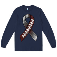 Navy Gray Ribbon American Football Long Sleeve Tee - BundleAndBundleShop