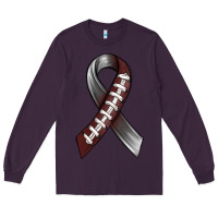 Plum Gray Ribbon American Football Long Sleeve Tee - BundleAndBundleShop