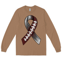 Toasted Coconut Gray Ribbon American Football Long Sleeve Tee - BundleAndBundleShop