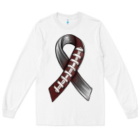 White Gray Ribbon American Football Long Sleeve Tee - BundleAndBundleShop
