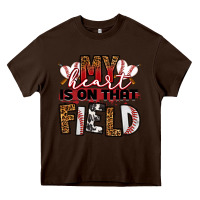 Chocolate Brown my heart is on that field baseball Heavy Core Tee - RanaPortraitStore