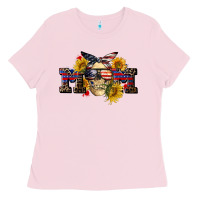 Bubblegum Pink american mom skull Ladies Tee - CowGirlArtShop