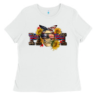 White american mom skull Ladies Tee - CowGirlArtShop